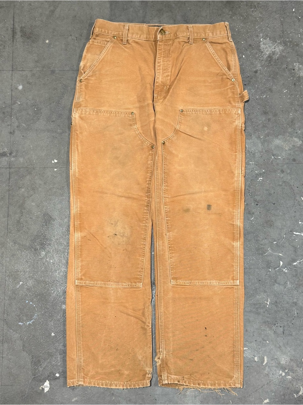 Vintage Carhartt Double Knee Carpenter Pants Tan Khaki Faded 34x32 Made In USA